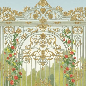Tijou Gate Panel Spring Green/Soft Olive/Rouge Cole and Son