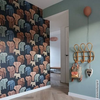 Elephant Wallpaper Dark blue Studio Ditte