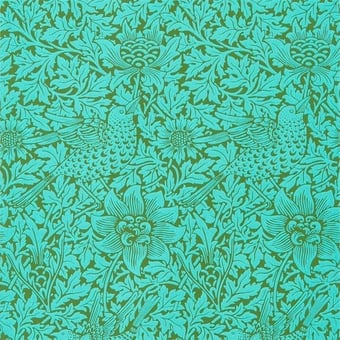 Tapete Bird & Anemone Olive/Turquoise Morris and Co