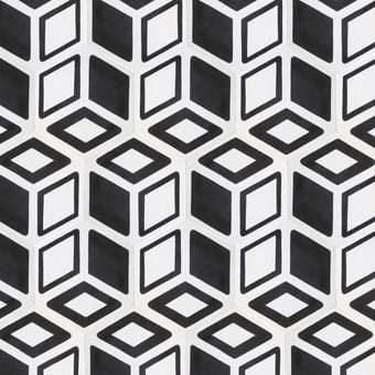 Piastrella di cemento Hexagone n°2 Blanc/Noir Beauregard Studio
