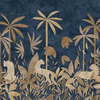 Paradis des Tigres Nocturne Doré Panel 150x330 cm - 3 lés - gauche Isidore Leroy