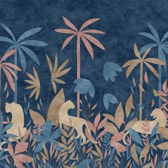 Paradis des Tigres Nocturne Multico Panel 150x330 cm - 3 lés - gauche Isidore Leroy