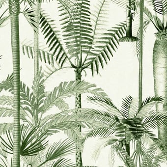 Palmera Cubana Fabric Green/White Mindthegap