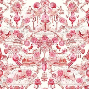 Papel pintado mural panorámico Pip Jouy Pink Pip Studio