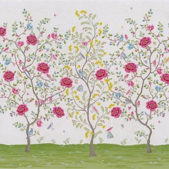 Papel pintado mural panorámico Morning Glory White 372x280cm Pip Studio