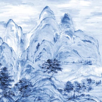 Misty Mountain Panel Blue York Wallcoverings