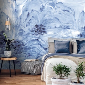 Misty Mountain Panel Blue York Wallcoverings