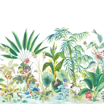 Tropical Panoramic Panel White York Wallcoverings