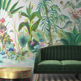 Papier peint panoramique Tropical Panoramic White York Wallcoverings