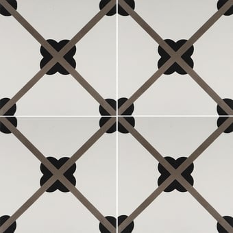 Carreau ciment Treillis Nero/Bianco Carodeco