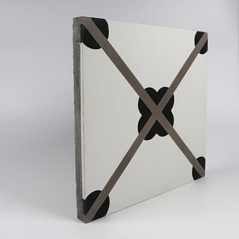 Carreau ciment Treillis Nero/Bianco Carodeco