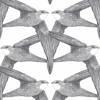 Papel pintado mural panorámico Birds Black Indigo Bien Fait