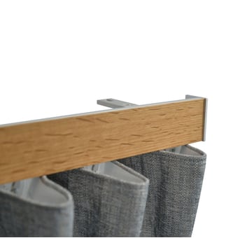 Tringle Cosmo Bois kit pose plafond Nickel Brossé Mat & Chêne Naturel Houlès
