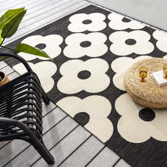Tapis Spot Flower Black in-outdoor 140x200 cm Orla Kiely