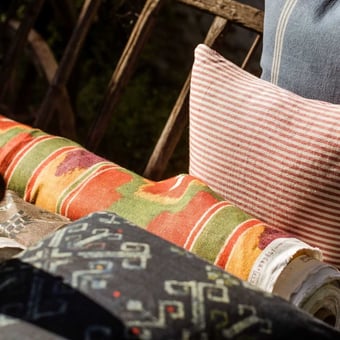 Roots Fabric Blue/Taupe Mindthegap