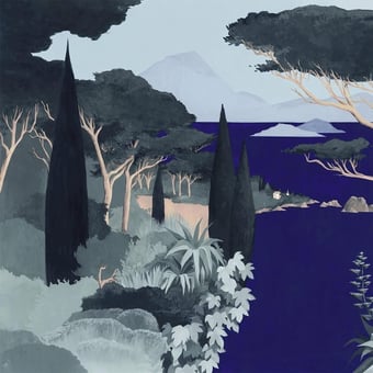 Papel pintado mural panorámico Lago Di Garda Green Les Dominotiers