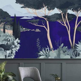 Papel pintado mural panorámico Lago Di Garda Green Les Dominotiers