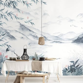 Enchanted Lake Panel Blue Les Dominotiers