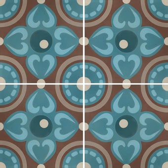 Baldosa hidráulica Pearl Heart Linnen, Mokka, Sand, Slate Blue, Steel Blue, French Blue Pip Studio
