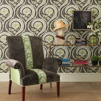 Papel pintado Les Indiennes Red/Teal Nina Campbell