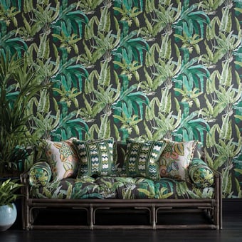 Papel pintado Benmore Emerald/Green/Ebony Nina Campbell