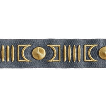 Ribetes brodé Isadore 45 mm Doré/Gris Houlès