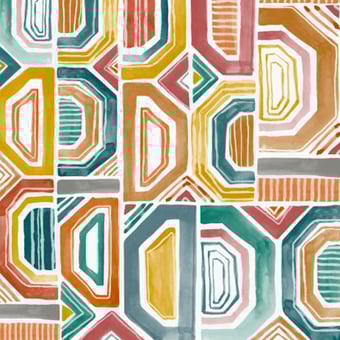 Papel pintado mural panorámico Bogolan Multicolore Casamance