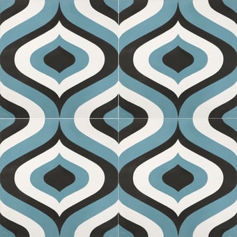 Oceana cement Tile Steel Blue, Snow White, Coal De Tegel