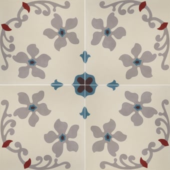 Carreau ciment Spring Slate Blue, Ivory, Sand, Dark Chocolate, Rusty Red De Tegel