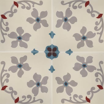 Spring cement Tile Slate Blue, Ivory, Sand, Dark Chocolate, Rusty Red De Tegel