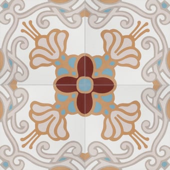 Piastrella di cemento Tilda Snow White, Lime Stone, Steel Blue, Soft Grey, Chestnut, Sand De Tegel