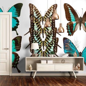 Butterflies Mix 4 Panel Bleu turquoise Curious Collections
