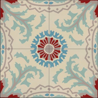 Carreau ciment Autumn Ivory, Rusty Red, Fresco Green, Sand, Steel Blue De Tegel