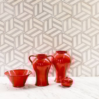 Piastrella di cemento Hex Knot Dove, Milk Popham design