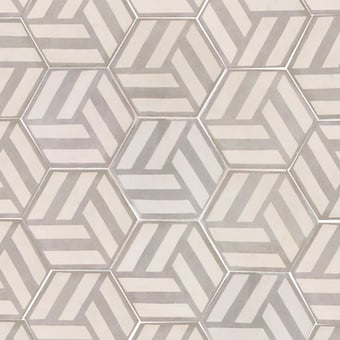 Baldosa hidráulica Hex Knot Dove, Milk Popham design