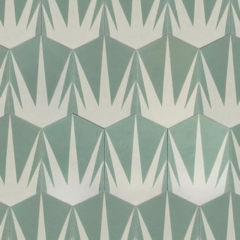 Baldosa hidráulica Hex Artichoke Celadon Milk Popham design