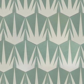 Carreau ciment Hex Artichoke Celadon Milk Popham design