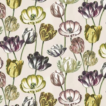 Tessuto Variegated Tulips Buttermilk John Derian