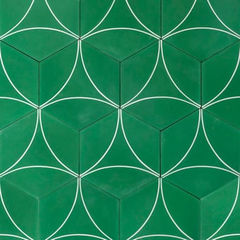 Carreau ciment Bow C Basil, White Marrakech Design