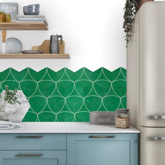 Carreau ciment Bow C Basil, White Marrakech Design