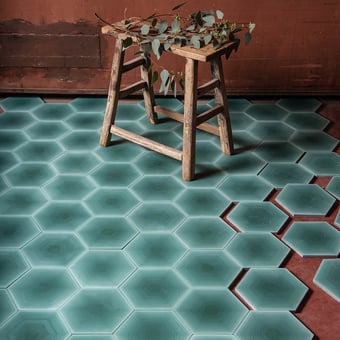 Piastrella di cemento Four Elements Hexagone Hexagon Blue Marrakech Design