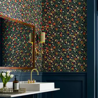 Primrose adhesive wallpaper Blue & Cream Rifle Paper Co.