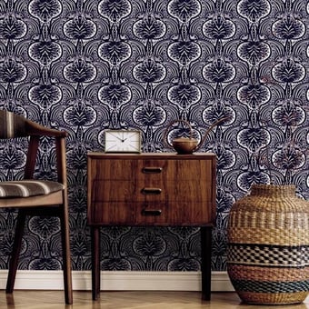 Lotus Palm Wallpaper Aqua York Wallcoverings