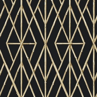 Riviera Bamboo Trellis Wallpaper Black York Wallcoverings