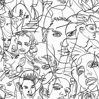 Carta da parati Croquis Écru/Noir Jean Paul Gaultier