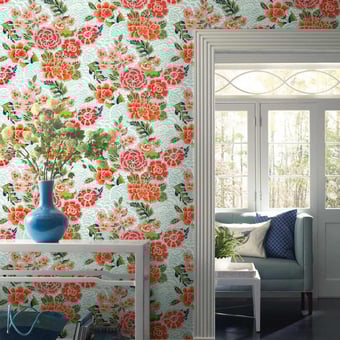 Zen Garden adhesive wallpaper Aqua York Wallcoverings