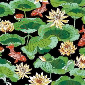Lotus Lake adhesive wallpaper Black York Wallcoverings