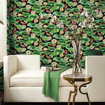 Lotus Lake adhesive wallpaper Black York Wallcoverings