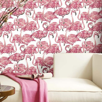 Beach Social adhesive wallpaper White/Pink York Wallcoverings