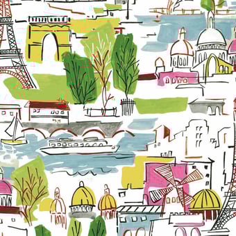 Papel pintado adhésif Arrondissement White/Multi York Wallcoverings